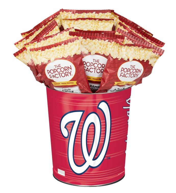 Washington Nationals Popcorn Tin with 15 Bags of Popcorn
